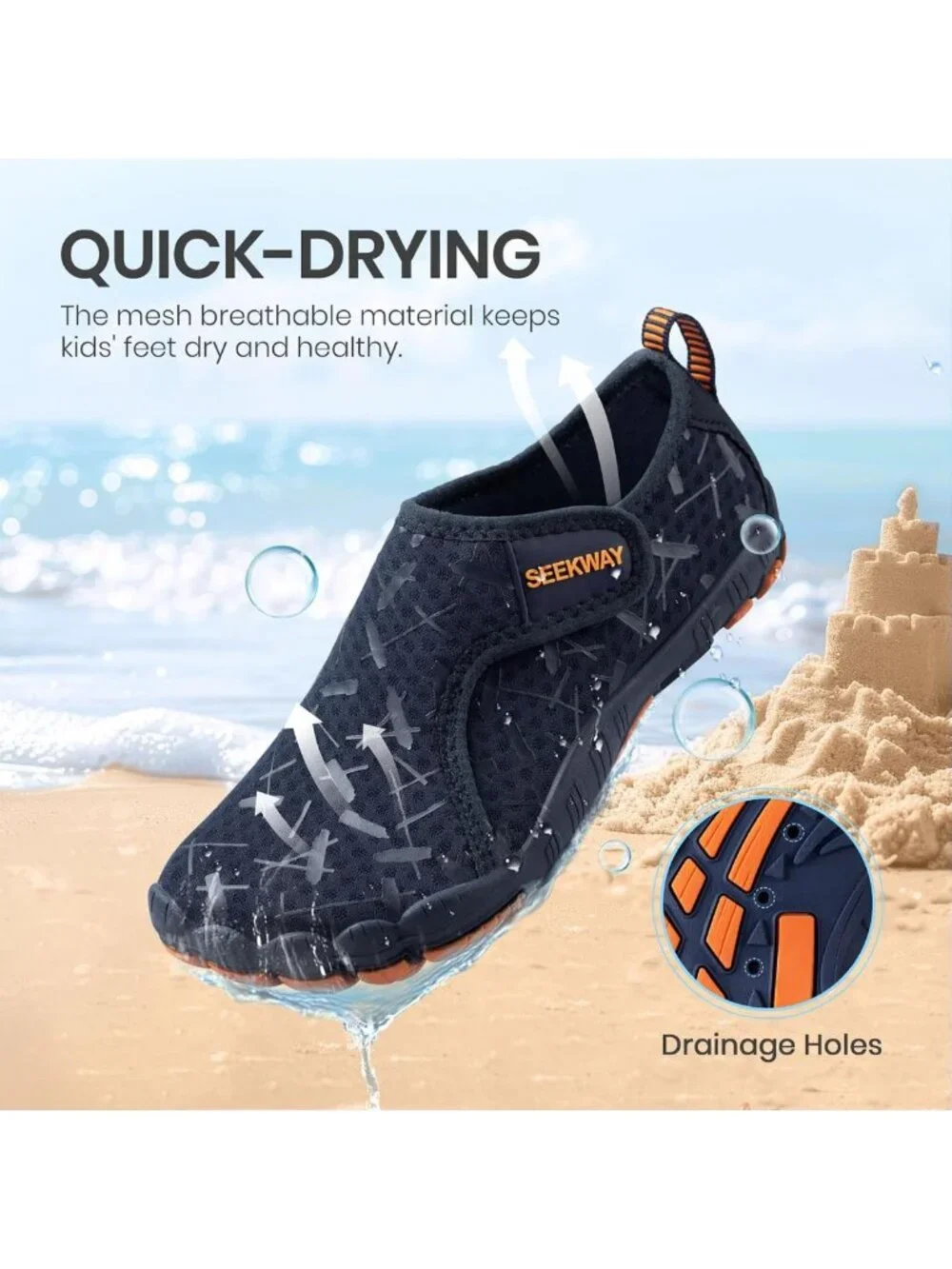 Kids' Quick-Dry Barefoot Water Shoes - Non-Slip, Wide Toe Box for Beach, Swim